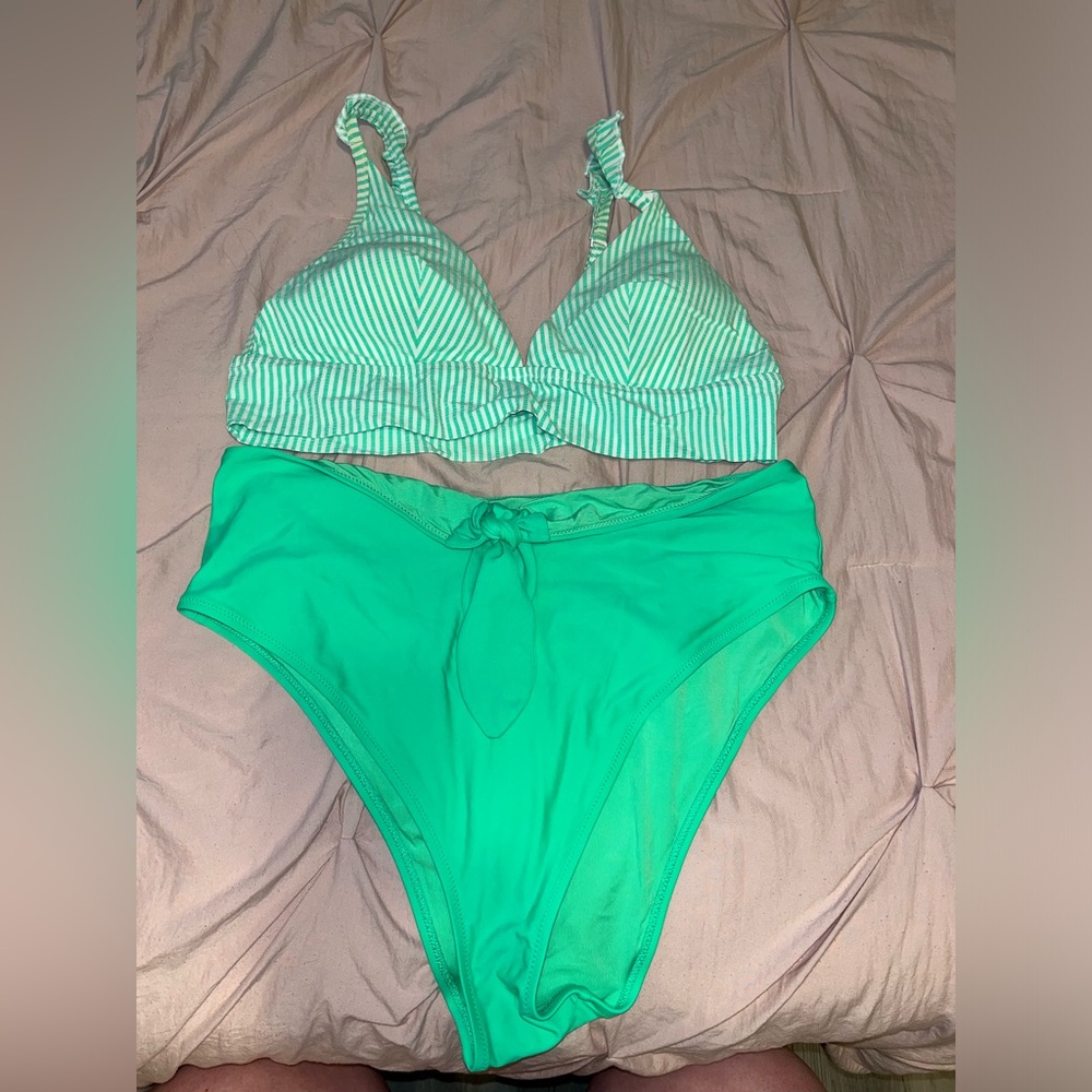 Aerie Lime Green Bikini - high waisted